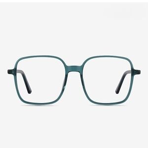 Large Square Teal Frames Fun Bold Funky Smart Boho Indie Chic Statement Glasses